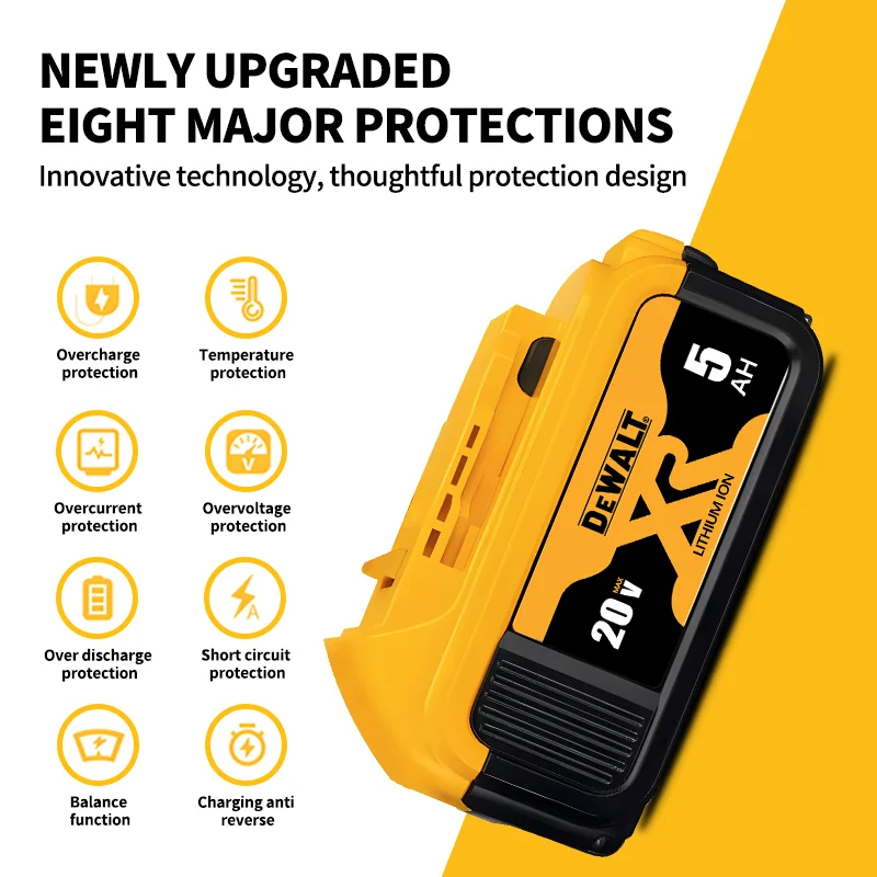 Оригинальный Dewalt 20V 6.0AH5. 018650   Литиевая аккумуляторная батарея подходит DCB184 DCB206DCB205DCB200 DCB609 Батарея Dewalt 20 В-60 В