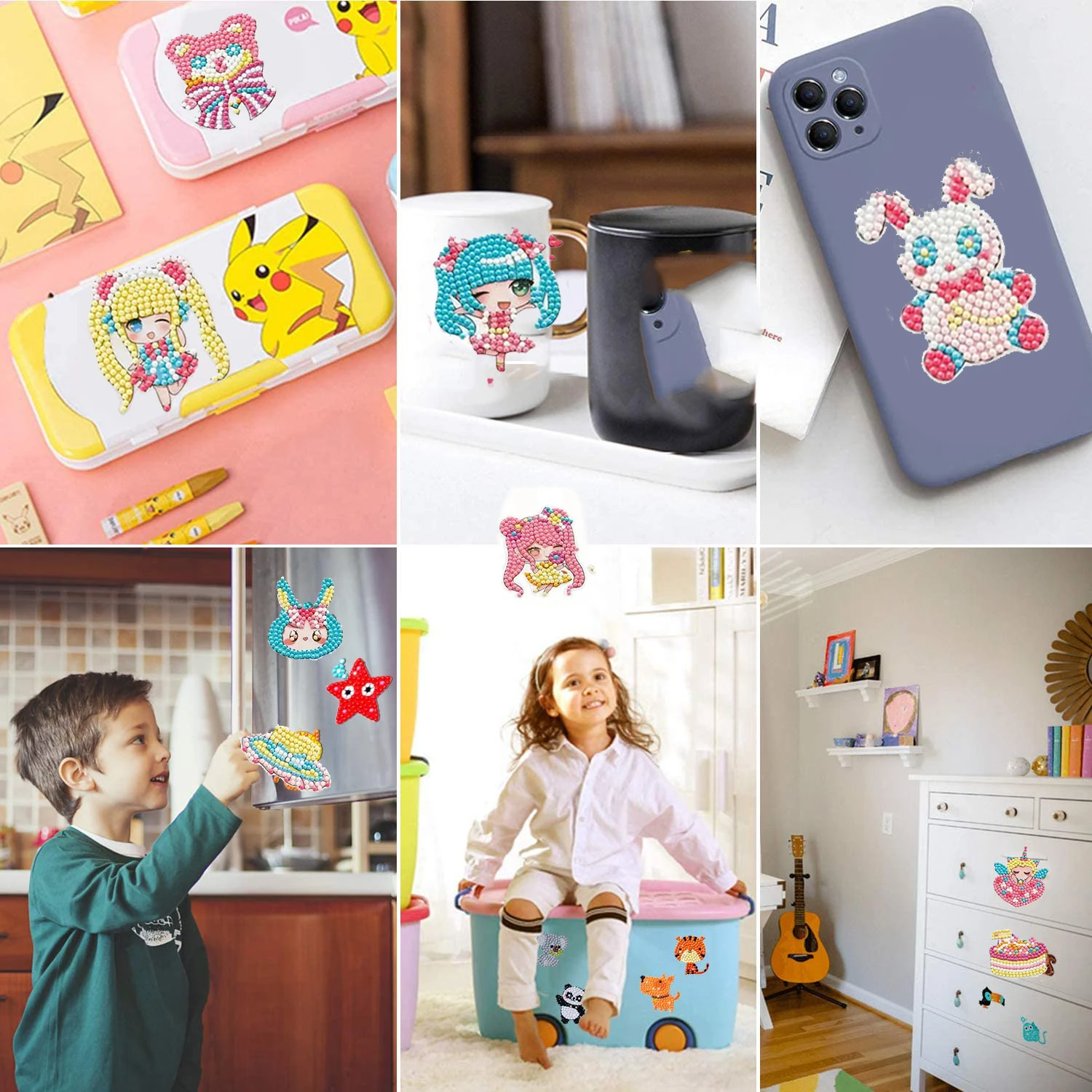 子供のための手作りのダイヤモンド絵画,DIY,漫画のステッカー,装飾,教育玩具,番号による絵画,ギフト