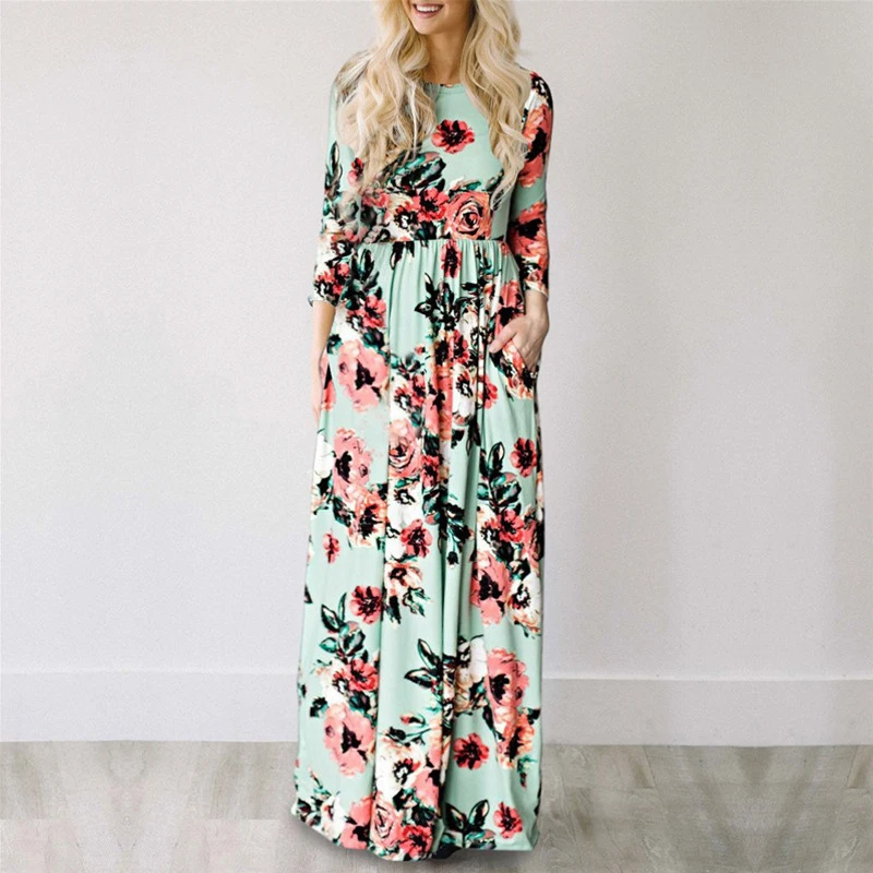 Frauen Sommer Floral Print Maxi Kleid 2024 LOSE Weiß Boho Strand Kleid Frauen Vintage Abend Party Langes Kleid Vestidos Weibliche