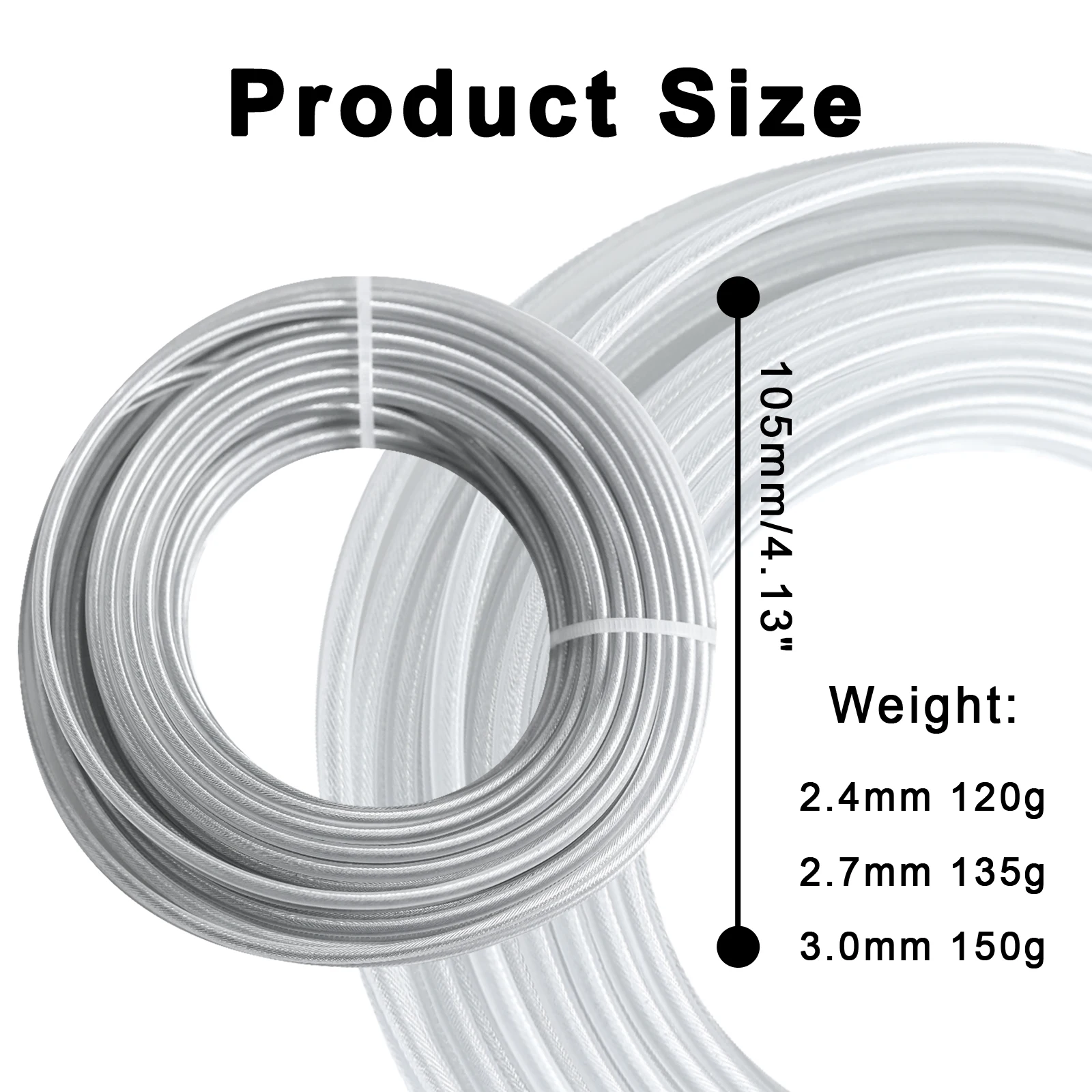 COSY 2.4 ~ 4mm * 15m Filo di Acciaio Nylon Tagliaerba Linea Decespugliatore Trimmer Corda Tosaerba Cavo Durevole Linea di Trimmer in Acciaio