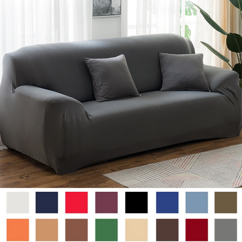 Fundas de sofá elásticas de Color sólido para sala de estar, fundas de sofá de esquina seccionales de LICRA, funda para sofá y silla de 1/2/3/4 plazas