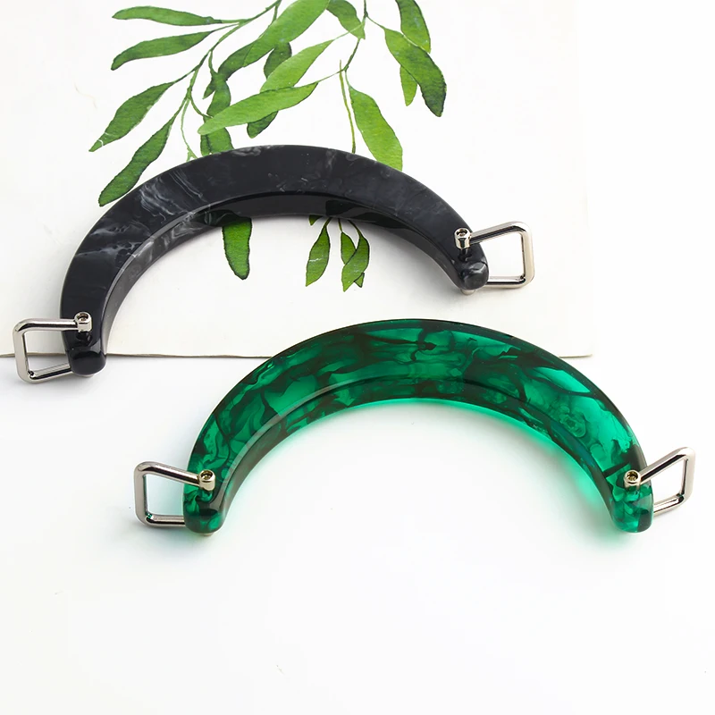 Semi-circular acrylic handle with square buckle Women's bag handle woven bag handle DIY handmade bag accessories green handle
