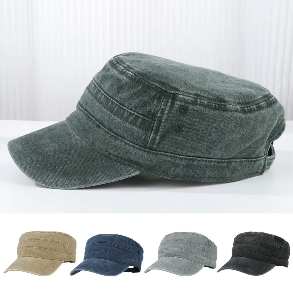 Gorro plano militar de algodón puro de talla grande para hombre con cabeza grande, gorra de béisbol para exteriores, gorra militar de poliéster de talla grande para verano
