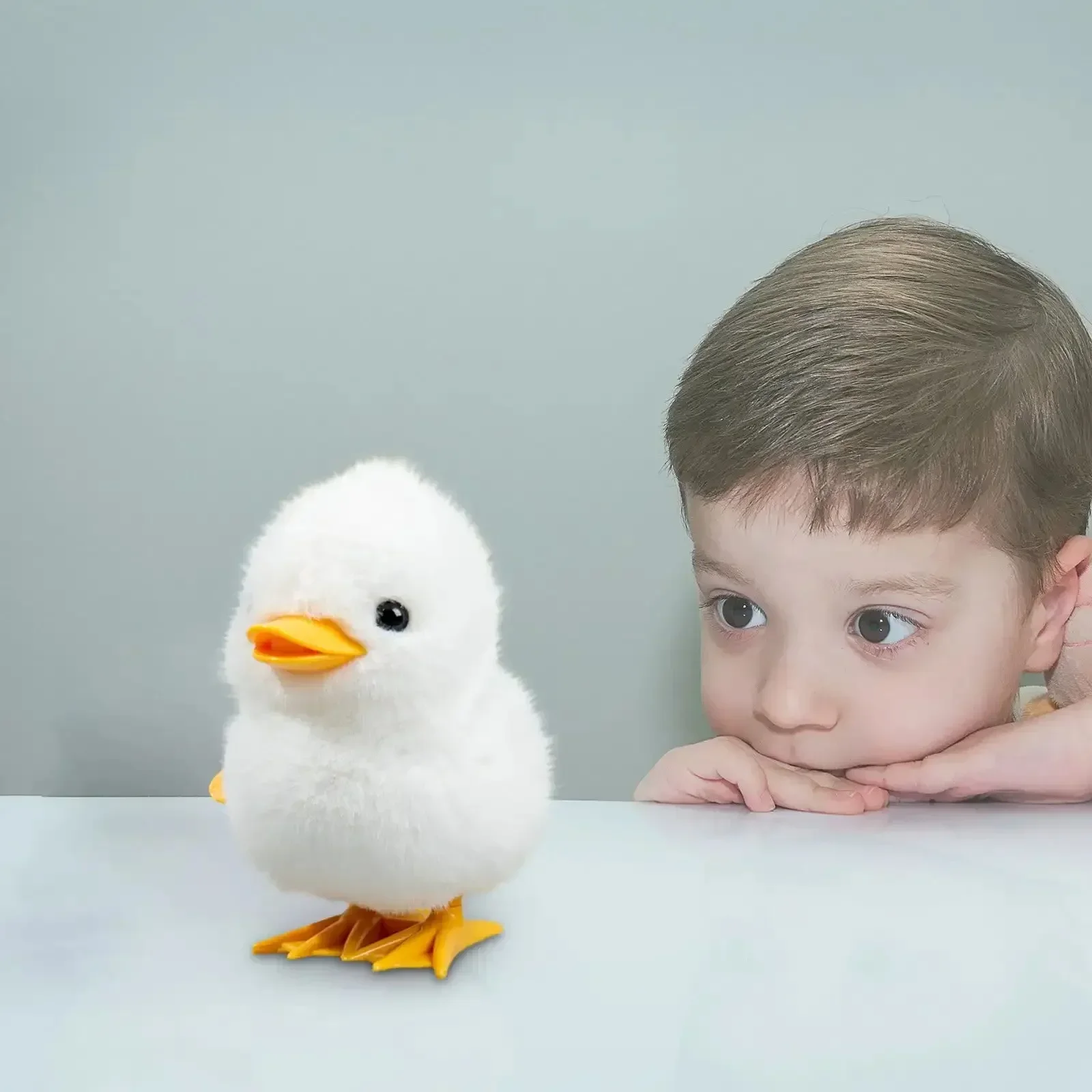 1pc Wind-Up Jumping Chicken Duck Toy – Interactive Plush Simulation Toy for Babies & Toddlers, Perfect Birthday Gift