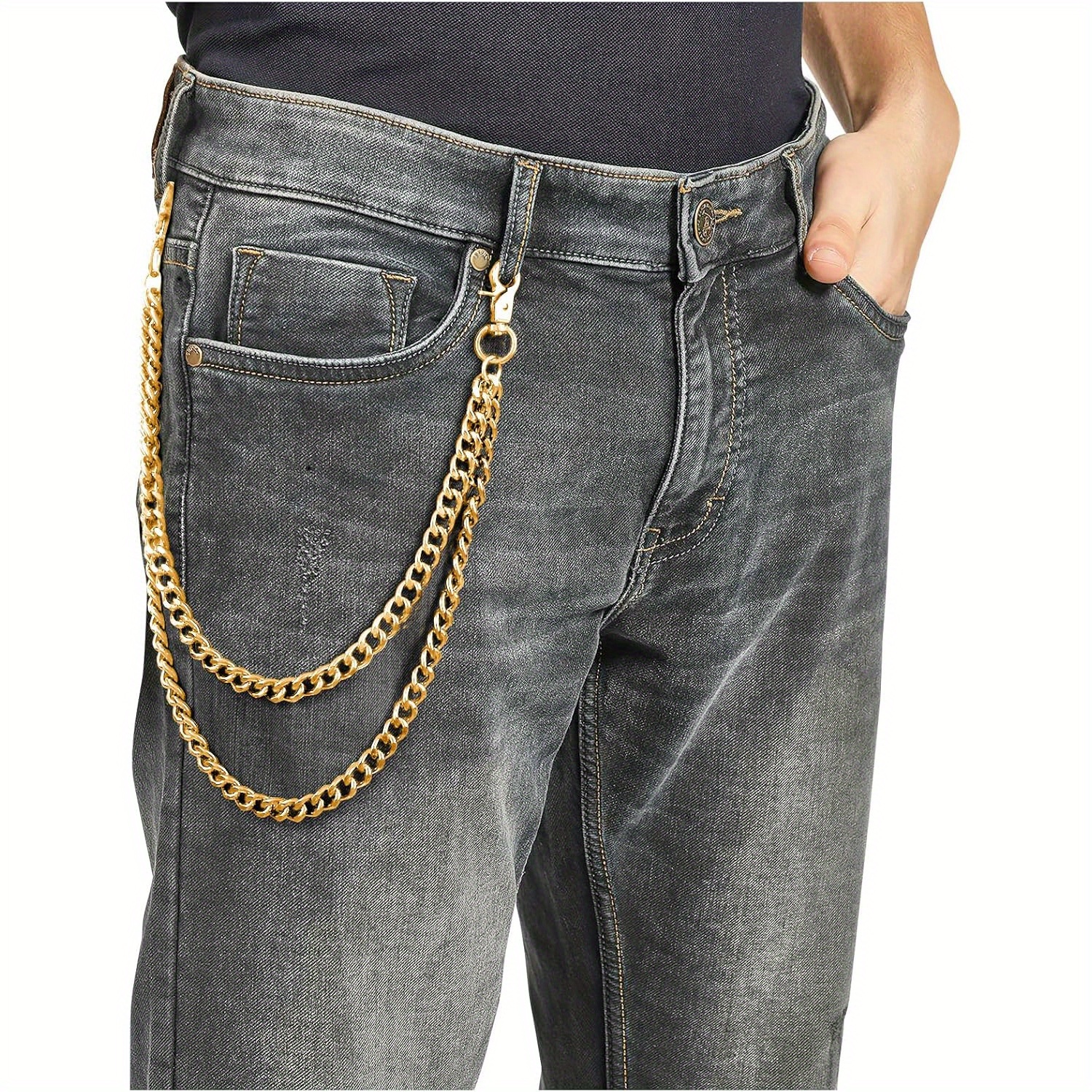 Cadena de cintura Punk para hombre y mujer, llavero de bolsillo largo con cierres de langosta para llaves, pantalones vaqueros, cinturón