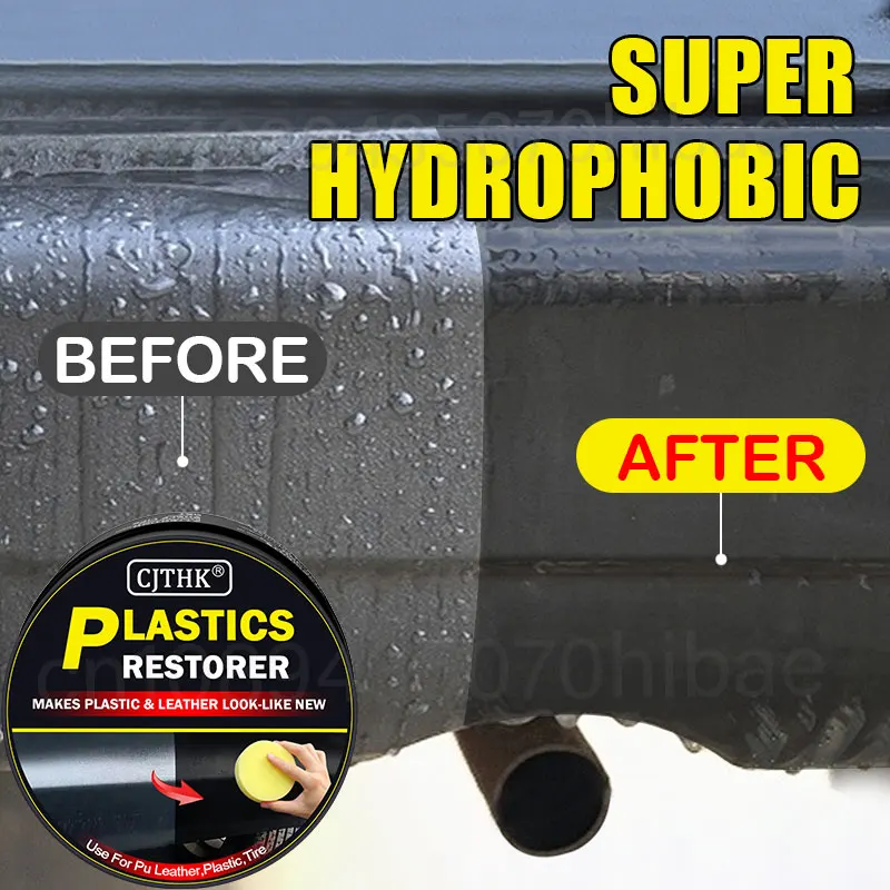 Restaurador de plástico para coche, agente de revestimiento de cera para renovación de paneles y cuero Interior de coche, brillo negro, revestimiento de reparación y pulido automático