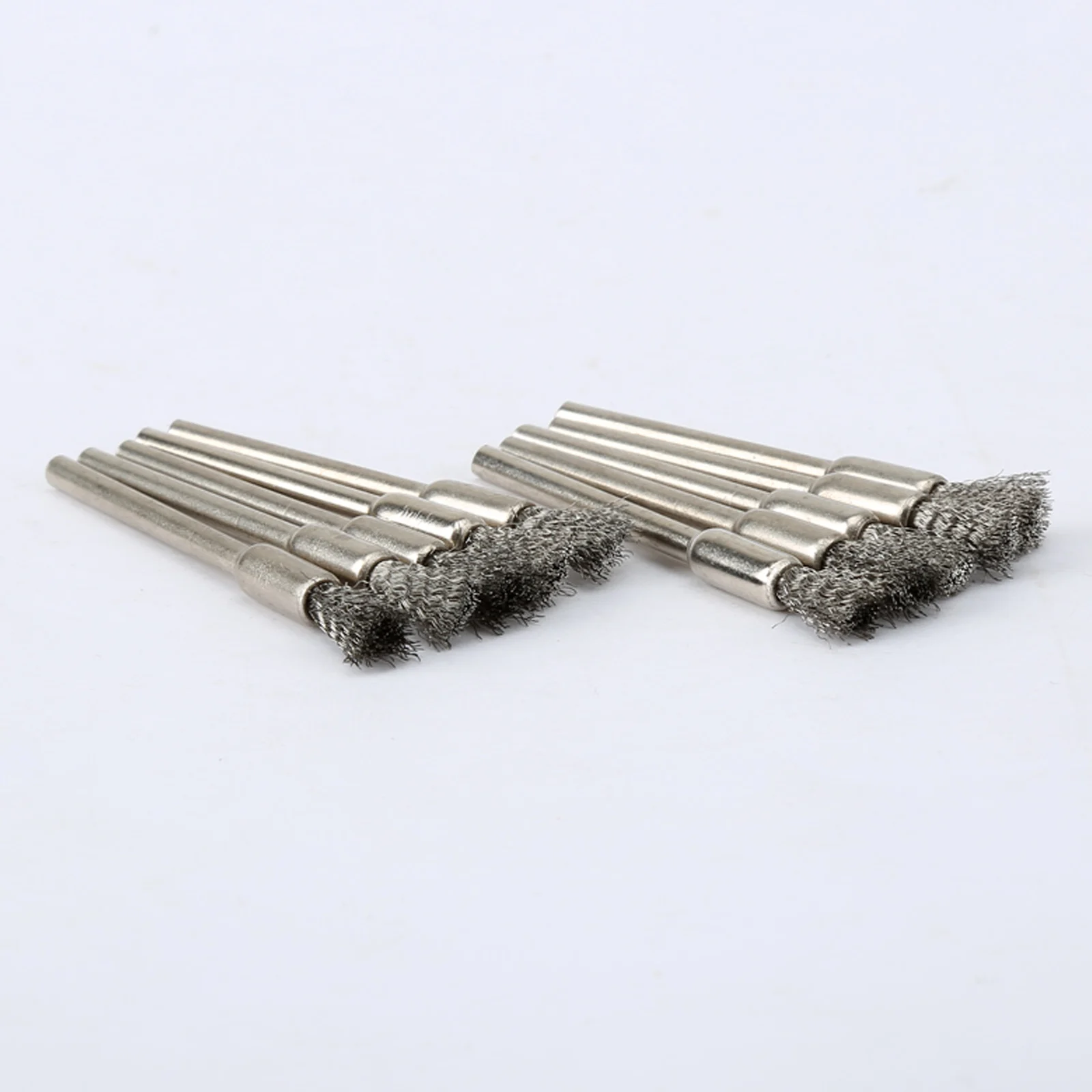 Bộ 10 Bút Chì Bút Thép Không Gỉ Gắn Dây Bánh Bàn Chải 3.17Mm Vít Mandrel Bộ Điện Dụng Cụ Quay Nhám dụng Cụ