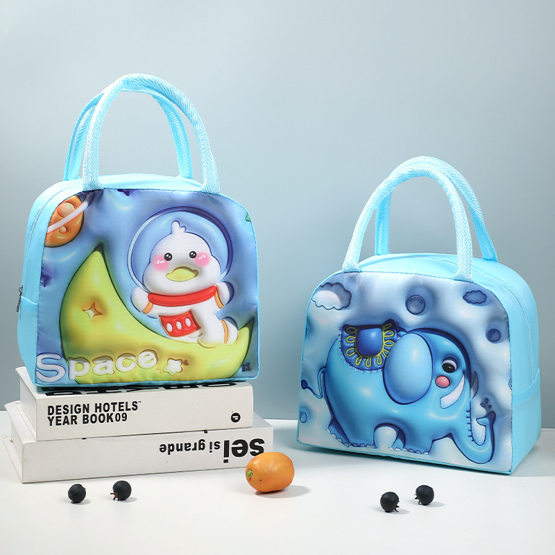 Bolsa de almuerzo de dibujos animados en 3D, fiambrera portátil con aislamiento térmico para comida, bolsas de almuerzo funcionales para Picnic para mujeres y niños