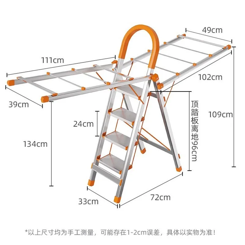 Household Ladder Folding Drying Scaffoldings Multi-functional Dual-purpose Stairs Thickened and Retractable Stainless Steel