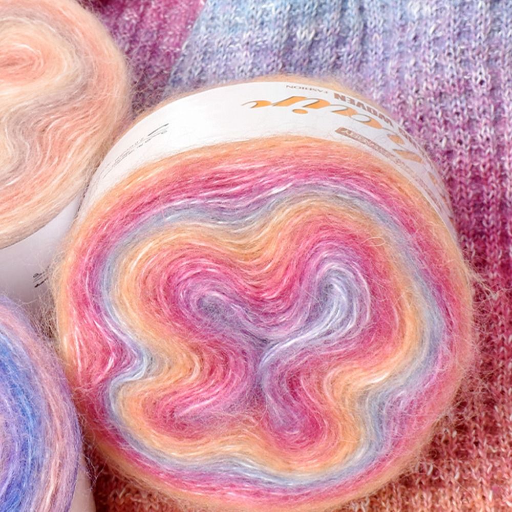 250 m Frühling/Sommer gehäkeltes Regenbogen-Mohair-Garn, weicher Rock, Spitze, häkeln, handgewebtes weiches Garn, Bio-Baumwollmischung, Garn zum Selbermachen