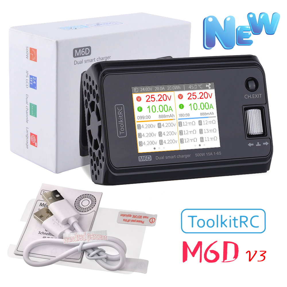 ToolkitRC M6D V3 500W 15A DC Dual Channel MINI Smart Ladegerät Entlader Für 1-6S Lipo Batterie FPV Modell Ersatzteil Ersetzen