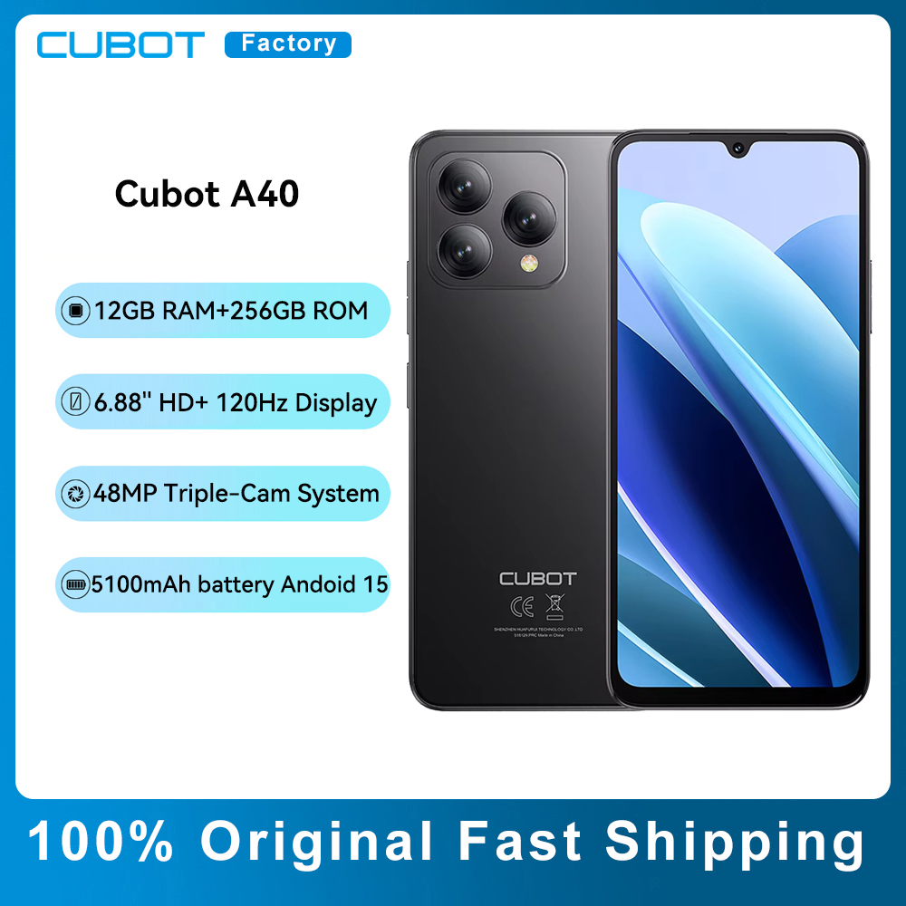 Cubot A40 Android 15 Smartphone 12GB (4GB + 8GB) RAM + 256GB ROM Pantalla de 6,88 "120Hz Octa-core Cámara de 48MP Batería de 5100mAh NFC Face ID