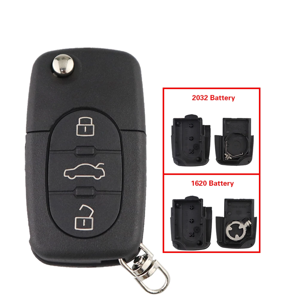 YIQIXIN-funda Fob de 3 botones para Audi TT B5 RS4 Quattr A2 A3 A4 A6 A8, carcasa de llave plegable para coche, reemplazo de cuerpo de carcasa inteligente