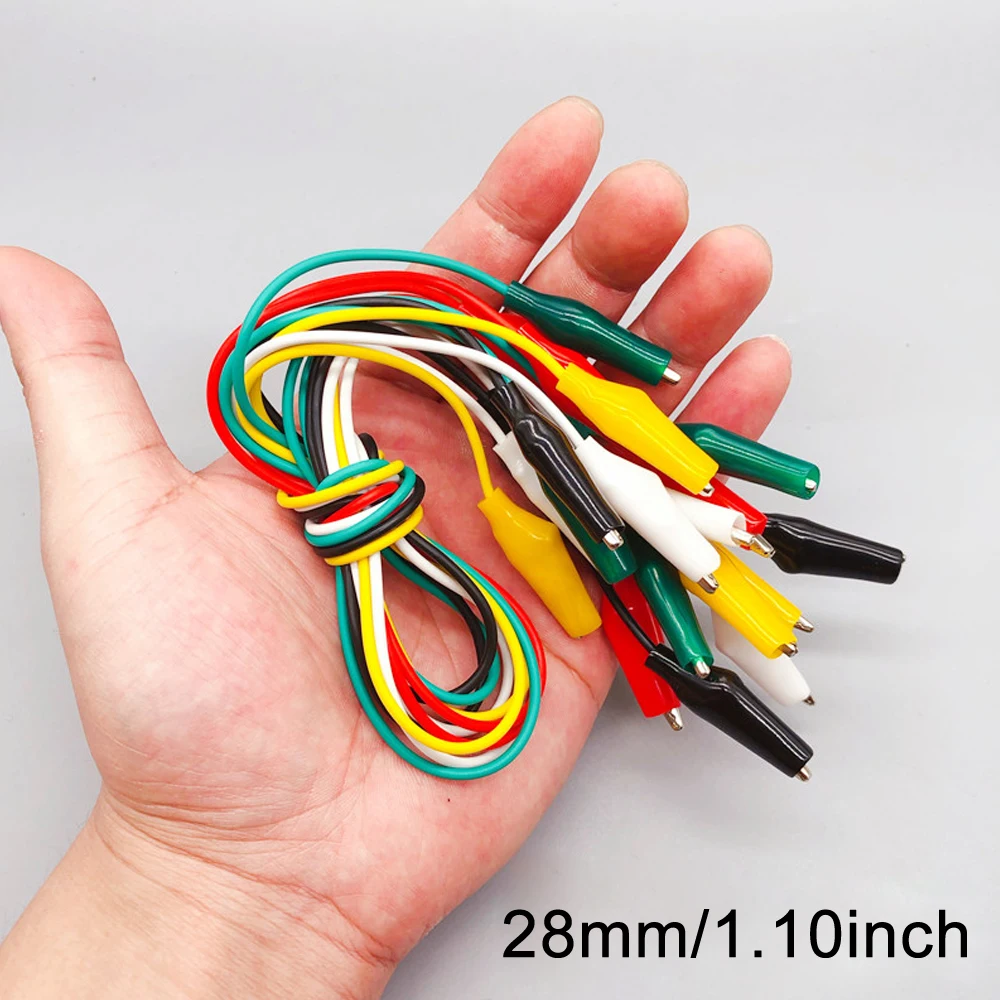 10 peças 50cm clipe número 28/35/45mm clipes de jacaré com fios, fios de ligação com clipes de jacaré para clipe de jacaré elétrico