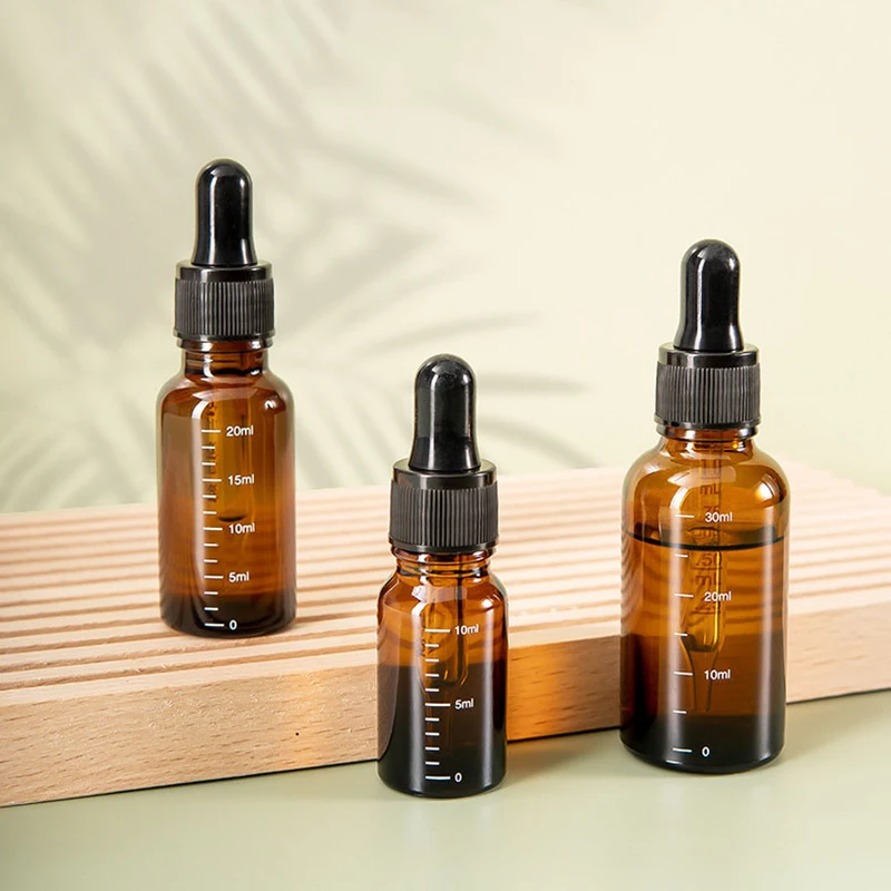 5ml-100ml Dropper 병 (스케일 시약 포함) 안약 앰버 유리 아로마 테라피 액체 피펫 병 리필 용 병 여행