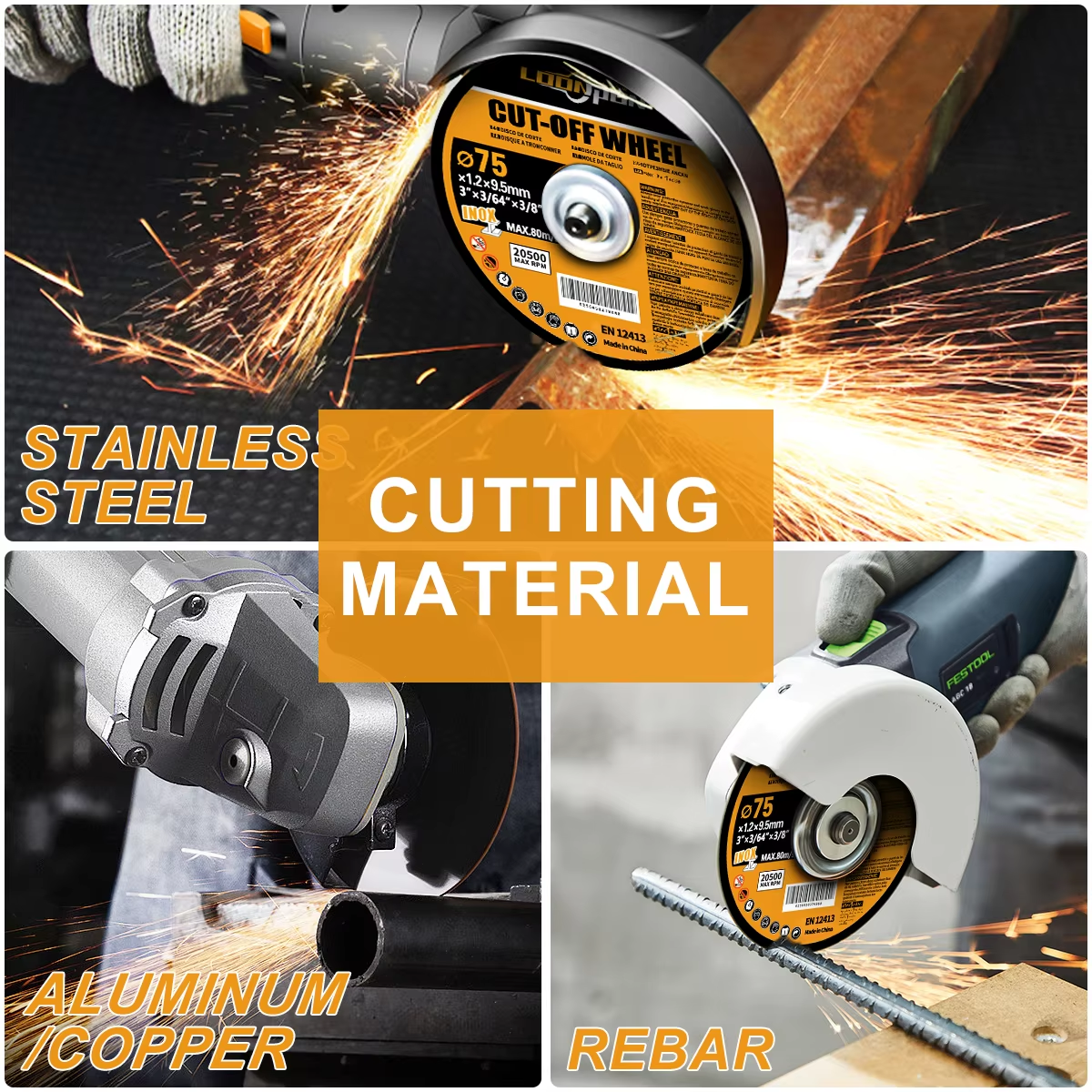 Loonpon 75mm/3 Zoll Harz schneid scheibe 9.5mm Bohrung Kreissäge blatt abgeschnittene Rad winkels chleif scheiben für Metall Edelstahl