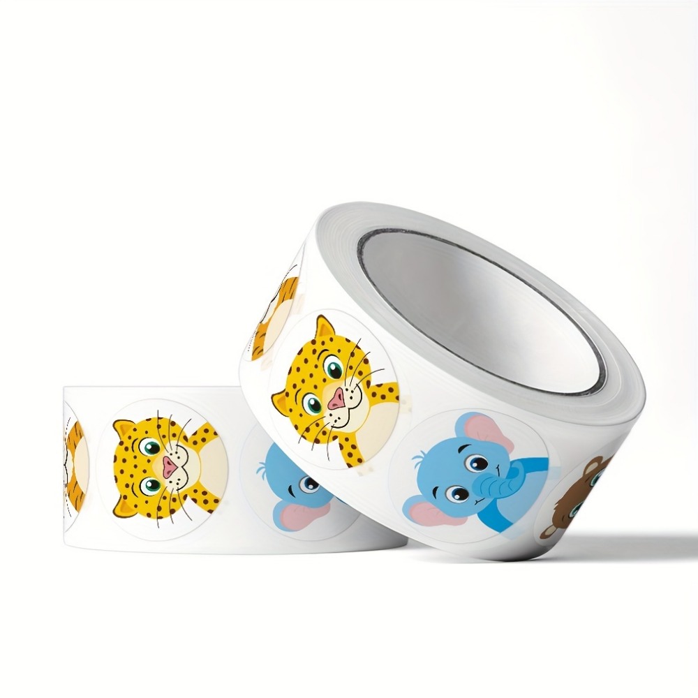 500 pièces/rouleau, 2 rouleaux de 16 autocollants d'animaux de dessin animé, cadeaux et décorations de récompenses pour enseignants pour papeterie de bureau
