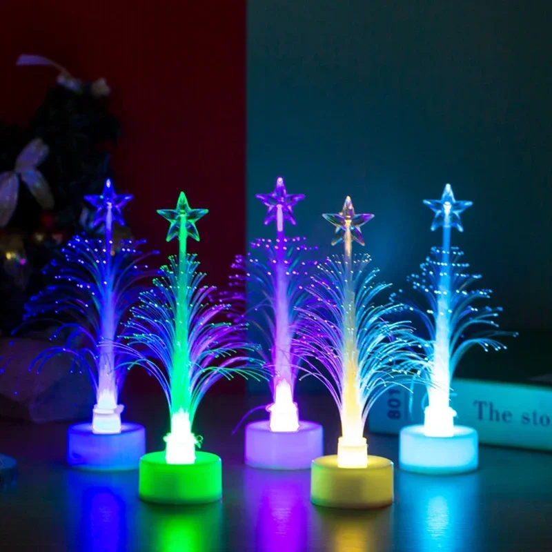 1 Pack LED Christmas Fiber Tree Luminous Fiber Optic Christmas Tree Color-changing Fiber Tree Night Light Decorative Lamp