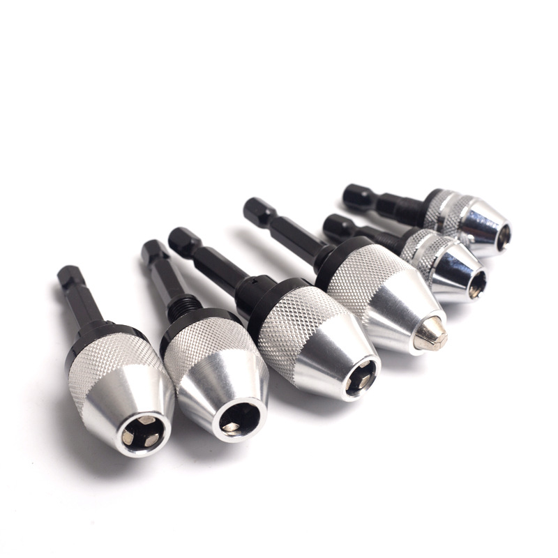 0.3mm-6.5mm Boorkop Keyless Slagschroevendraaier Adapter Schroevendraaier Hoofd Micro Motor Vastklemmen Hex Schacht Mini Klauwplaten armatuur