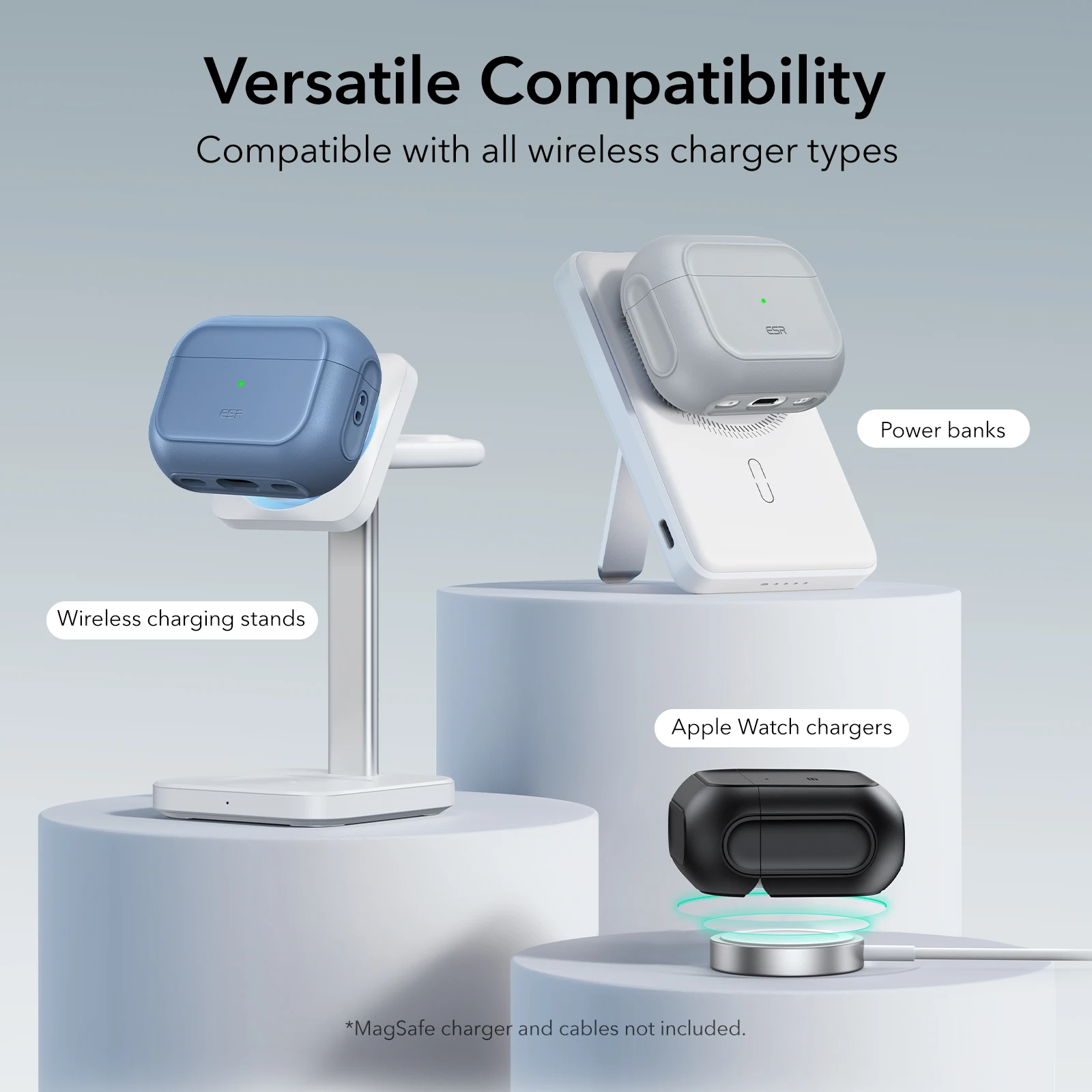 ESR para Funda AirPods Pro 2 con Cordón Compatible con Funda MagSafe Airpods Pro 2023/2022/2019 (USB-C/Cable Lightning)