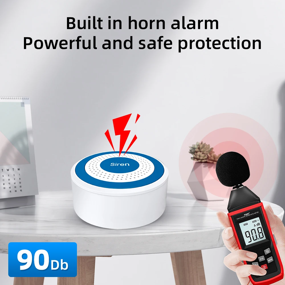 YUPA Mini Không Dây RF 433MHz Còi Báo Động Âm Thanh & Đèn Trong Nhà Nhấp Nháy Còi Hú 100DB Sừng Còi Báo Động Cho Nhà hệ Thống Báo Động