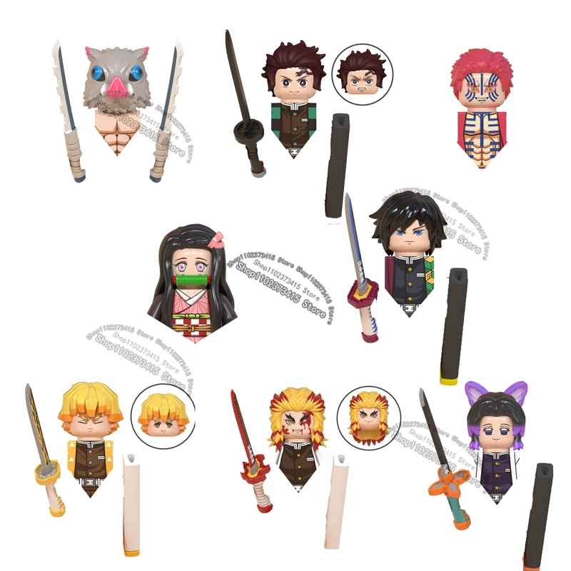 WM блоки 6116 6137 6138 Demon Slayer Tanjirou Nezuko Inosuke Zenitsu Giyuu Rengoku Uzui Tengen аниме кирпичи строительные блоки