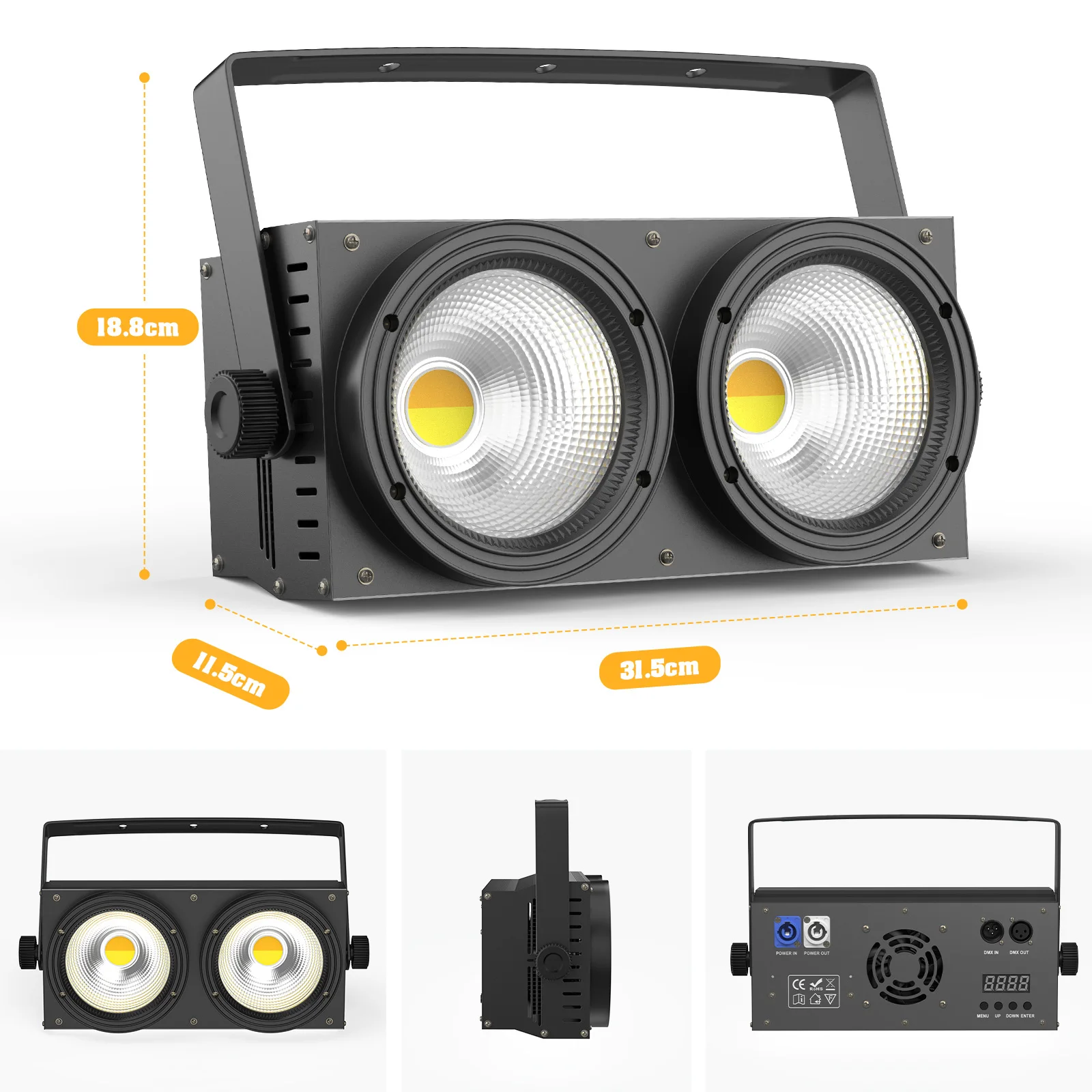 U'King 4 pièces 200W COB Par lumière 2x100W Blinder éclairage 2 yeux LED 2IN1 COB blanc chaud froid éclairage fête Bar DMX éclairage de scène