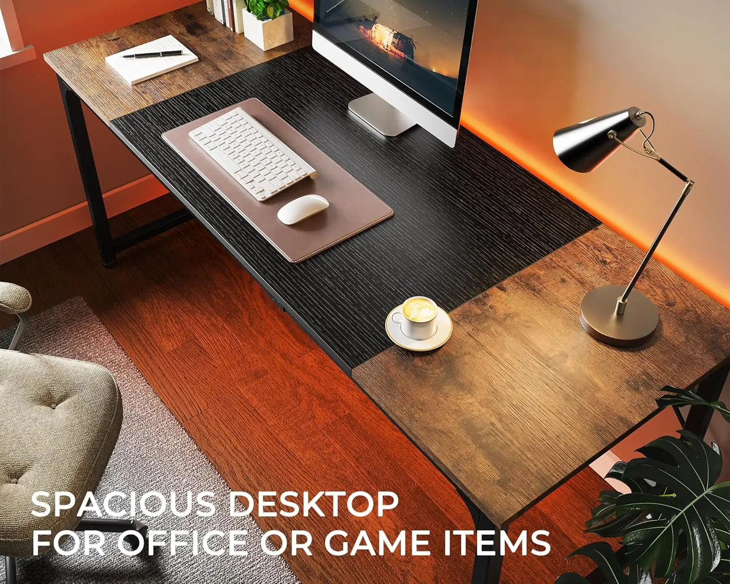 70 Inch Office Desk, Gaming Desk with Storage, Writing Desk Work Desk for Home Office