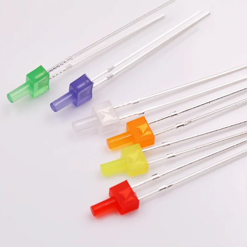 2MM high flat head with color long foot red red green green yellow yellow LED lamp bead highlighting indication straight insert