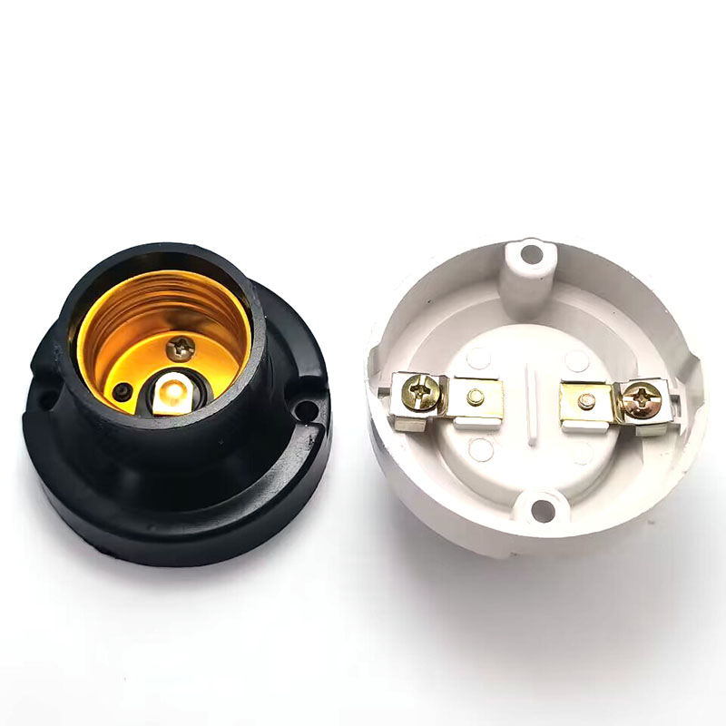 Soporte de lámpara LED plano de conversión redonda con tornillo E27, 6A, bricolaje, tornillo pequeño de escritorio, cabezal de iluminación Led, Base, enchufe de 220V, negro y blanco