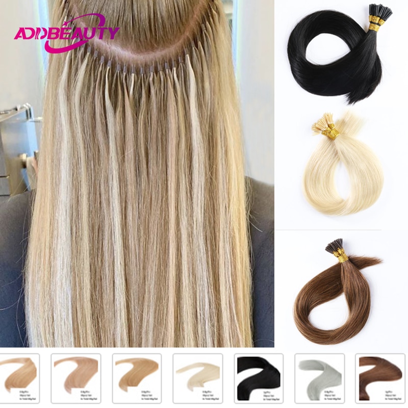 Tôi Đầu Tóc Thẳng Con Người Tóc 0.8G/1G/Sợi 50 Cái/bộ Viên Keratin Tự Nhiên phản Ứng Tổng Hợp Con Người Tóc