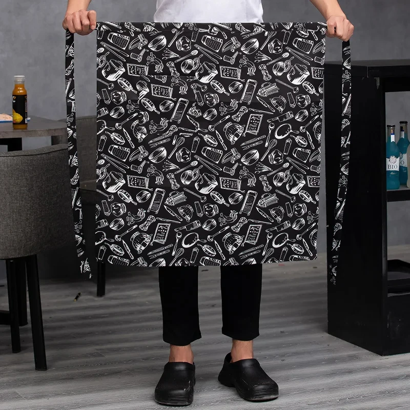 ทําอาหารชุดผ้ากันเปื้อนเชฟ Catering หมวกโรงแรม Chef Pinafore Man ร้านอาหารห้องครัว Cook Work ผ้ากันเปื้อนเบเกอรี่ Cafe ผู้หญิง Waiter หมวก