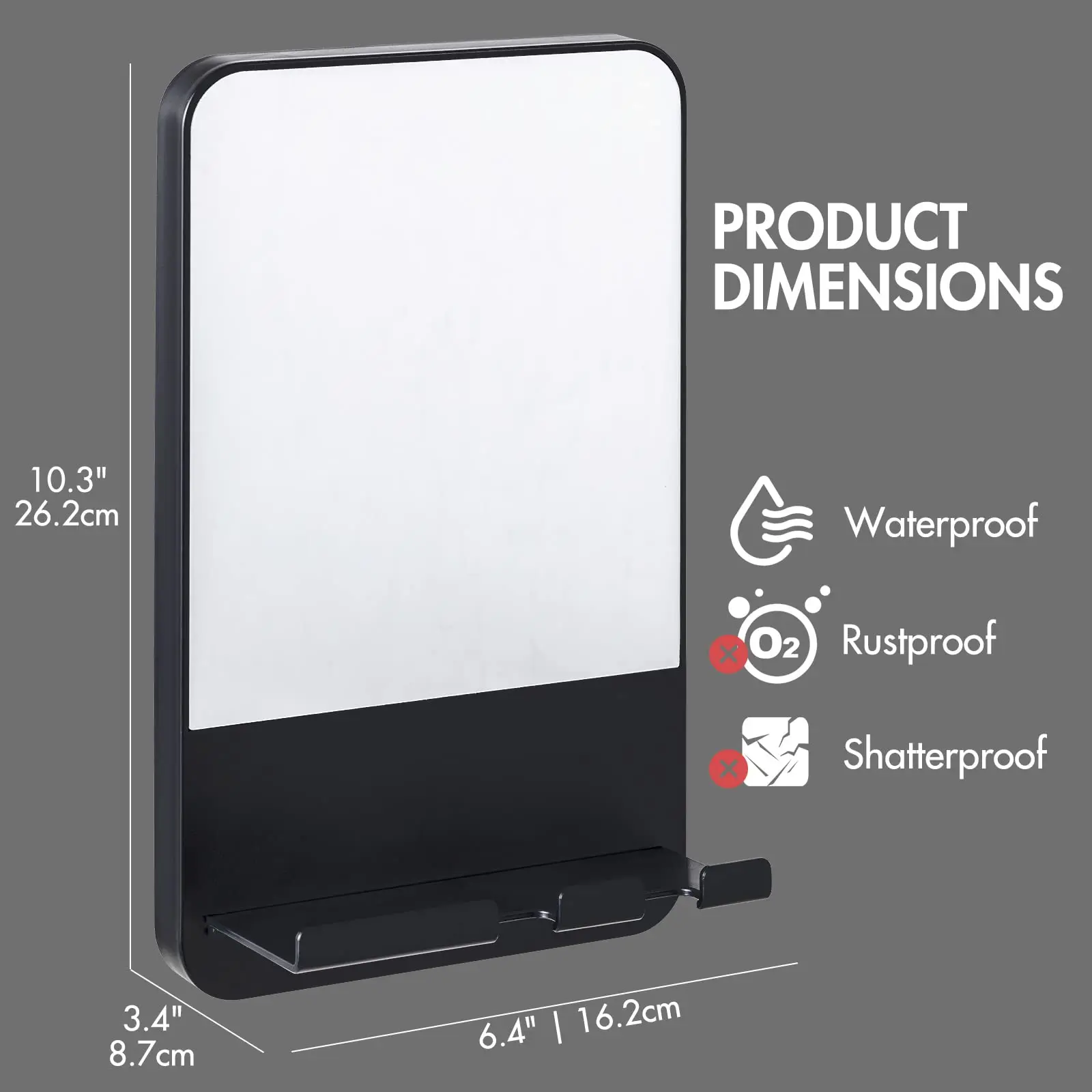 TAILI Shower Mirror Fogless for Shaving with Razor Holder, Fog Free Mirror Shower Suction Rust-Proof Removable Bathroom Mirror