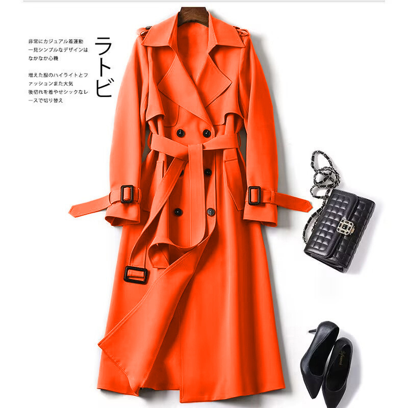 Outono inverno manga longa trench coat para as mulheres 2024 moda solta senhora do escritório longo outerwears jaqueta casacos roupas femininas
