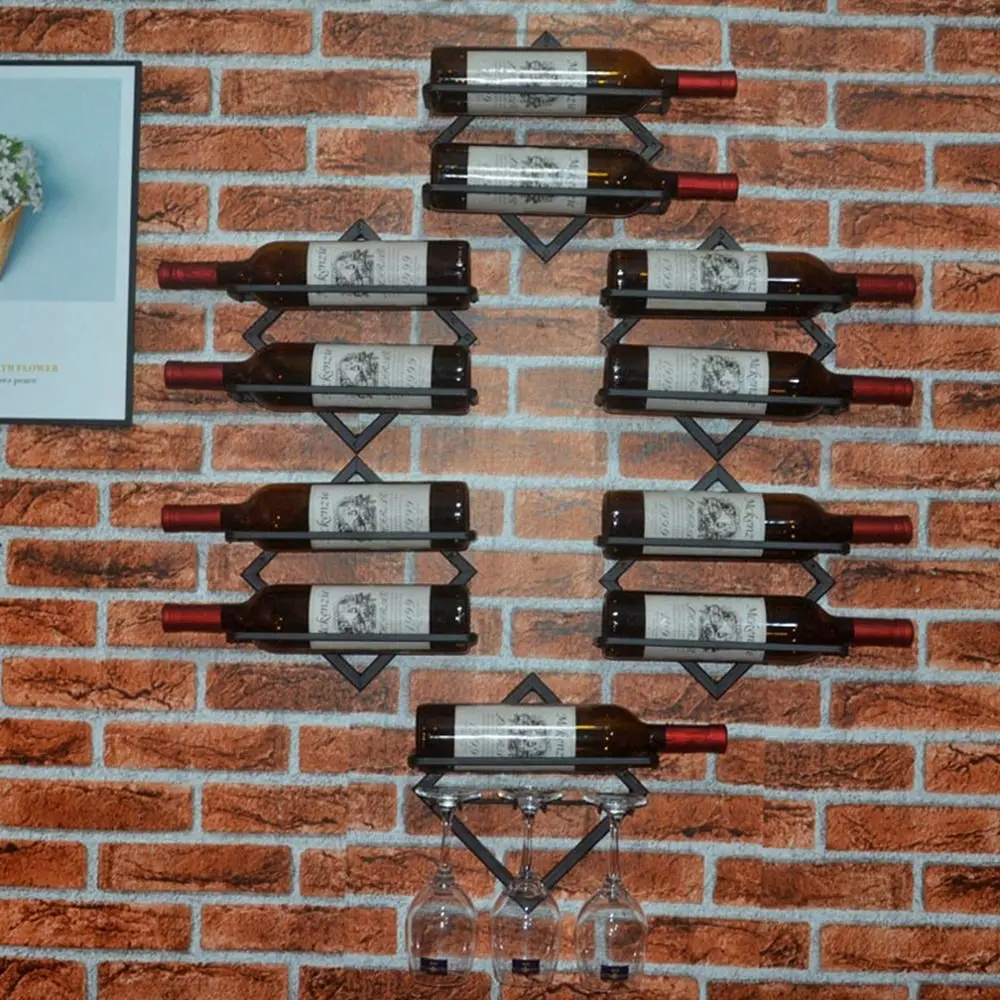 Berguna 2 Botol Terbalik Rak Anggur Logam Dekoratif Besi Tempat Botol Anggur Menggantung Dinding Botol Display Stand Dapur