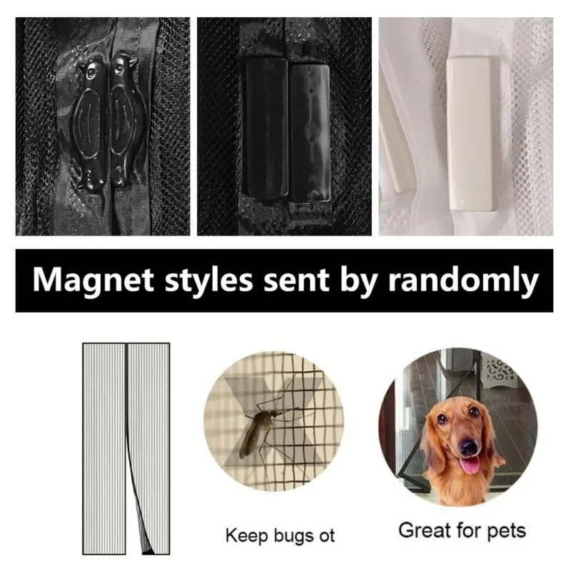 Magnetic Mosquito Net Curtain, Anti-Fly Auto Close Screen for Doors & Windows, Ventilation Mesh, No Drill Easy Install
