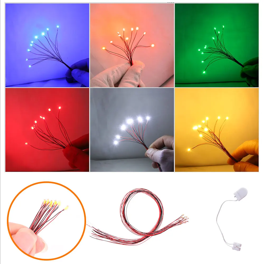 0805 10 Chip Led Smd Có Dây Với 3V Nút Box Sở Thích Bộ Mô Hình Cho Mô Hình Đồ Chơi Đèn tự Làm Mô Hình