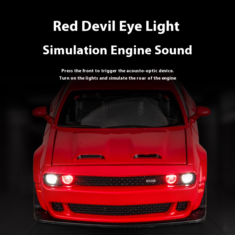 1:32 Hellcat legering model speelgoedauto, unieke decoraties in de auto, coole desktopornamenten, volwassen kerst-/verjaardagscadeaus