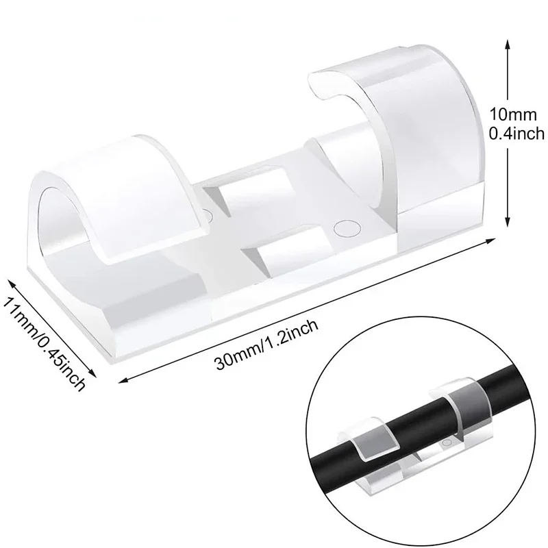 20/40PCS Cable Storage Clips for Cable Management - Wire Holder and USB Charging Data Cable Spool Winder with Wall Mount Hooks