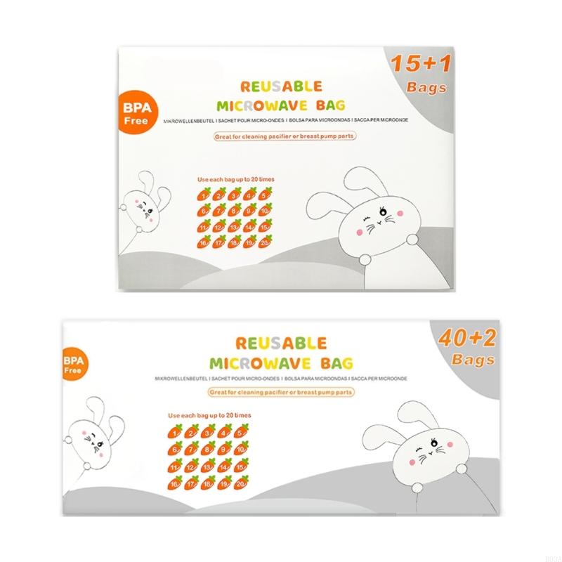 16pcs/42pcs por pacote portátil Microondas Sacos esterilizador para limpeza eficiente alimentação bebês Organizador