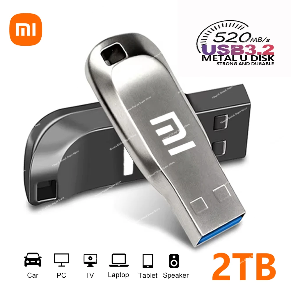 Unidades Flash Xiaomi USB 3,2, unidad colgante de Metal de 2TB, unidad USB de alta velocidad de 1TB y 512GB, 128GB para dispositivos de almacenamiento de ordenador, memoria U Disk