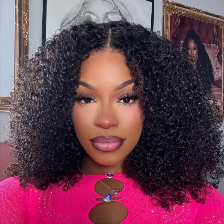 Бесклеевые парики из человеческих волос Wear And Go Kinky Curly Бразильские волосы Сорванные предварительно вырезанные 13X4 Кружевная застежка Глубокие кудри Парики для чернокожих женщин