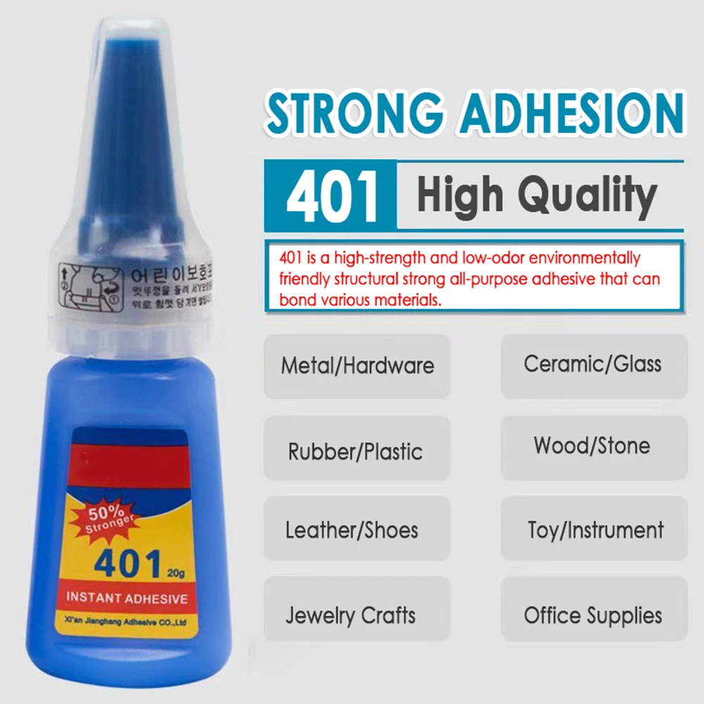 20g 401 Glue Instant Fast Adhesive 20ML Bottle Stronger Super Glue Multi-Purpose Fix HOT Super Strong Liquid Colorless Adhesive