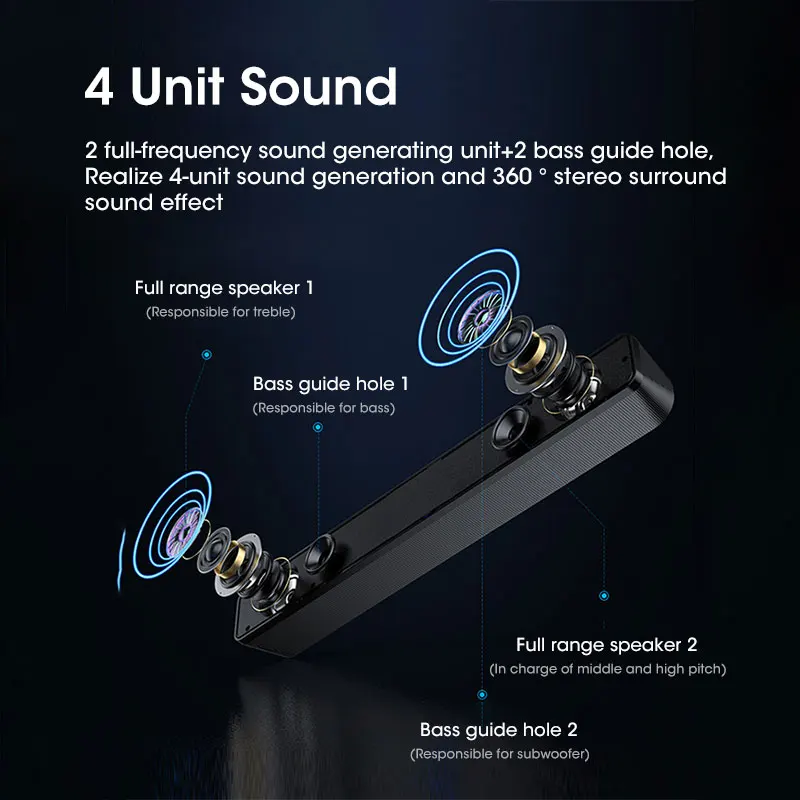 USBケーブル付きBluetoothコンピュータースピーカー,ステレオサブウーファー,サウンドバー,PC用3Dホームサラウンドスピーカー,音楽プレーヤー