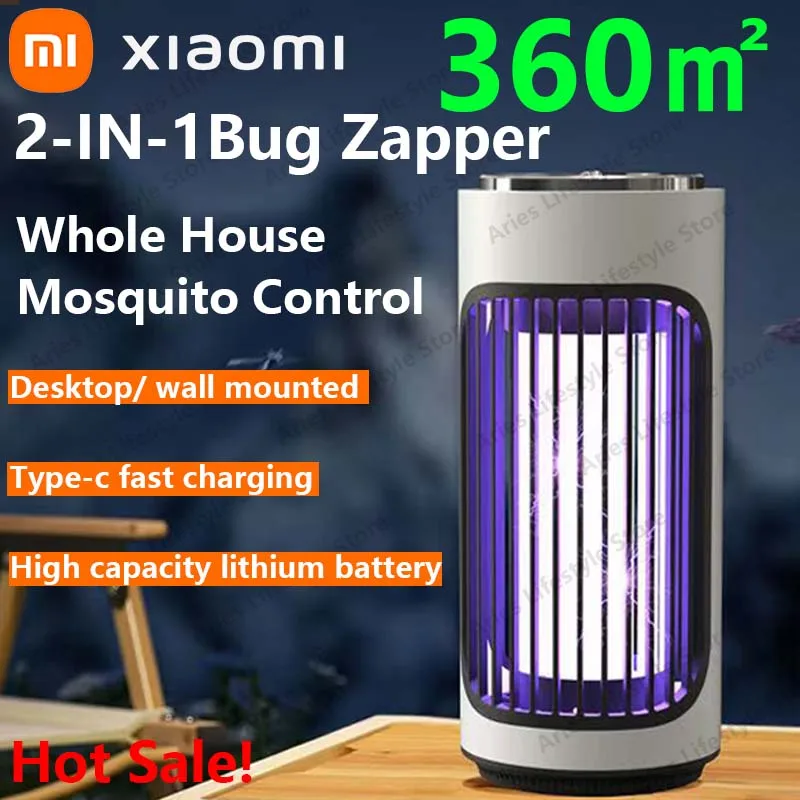 Xiaomi nueva lámpara eléctrica antimosquitos con carga USB, repelente de mosquitos portátil para pared del hogar, mata moscas de 360 grados