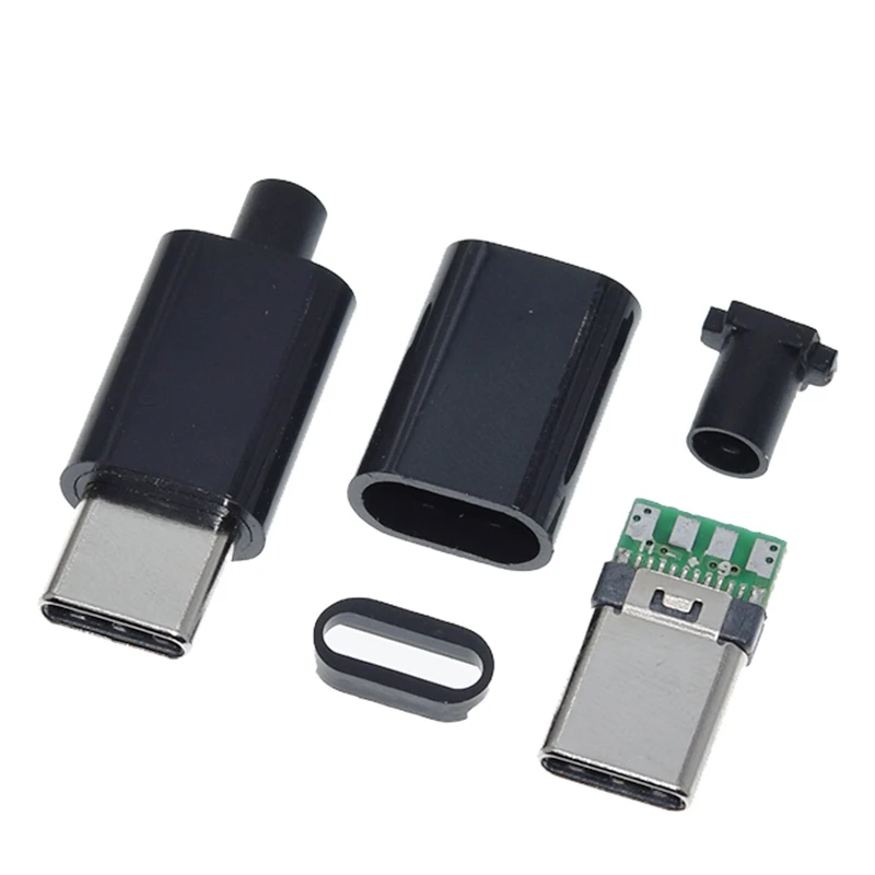 Juego de conectores micro USB tipo C, Conector macho, enchufe trasero, terminales eléctricos, funda de teléfono, 1/5 unidades