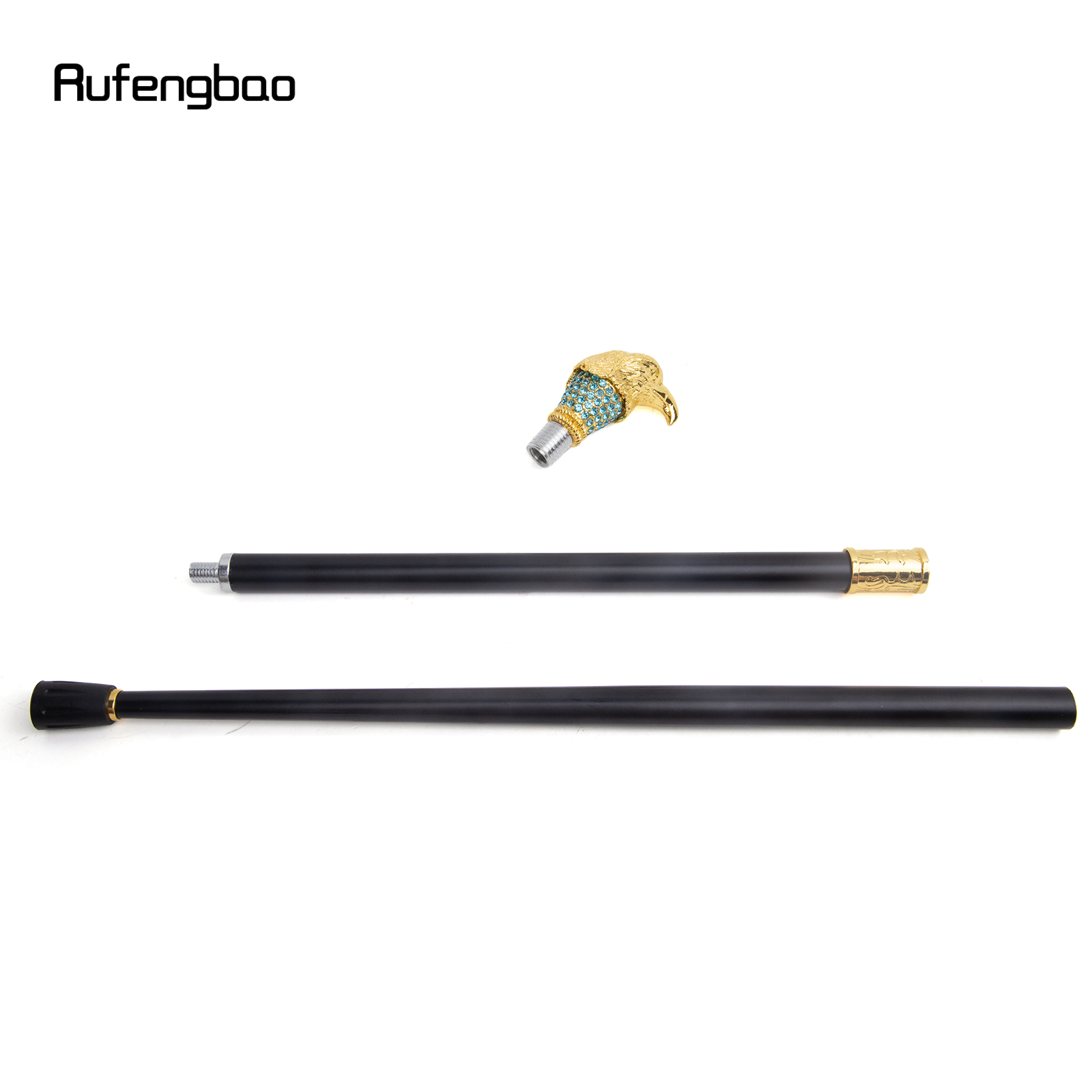 Vara de águia dourada e verde cabeça, Vara decorativa elegante, Crosier de bengala vintage, 92cm