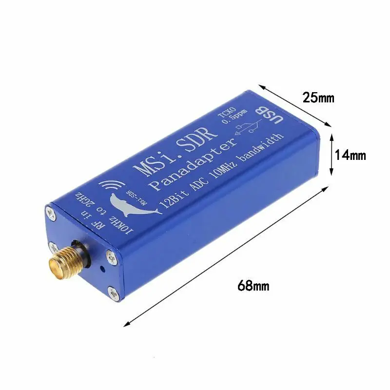 MSI-SDR 10kHz a 2GHz Panadapter Receptor SDR TCXO 0.5ppm 12 bits ADC HF UHF VHF FM RSP