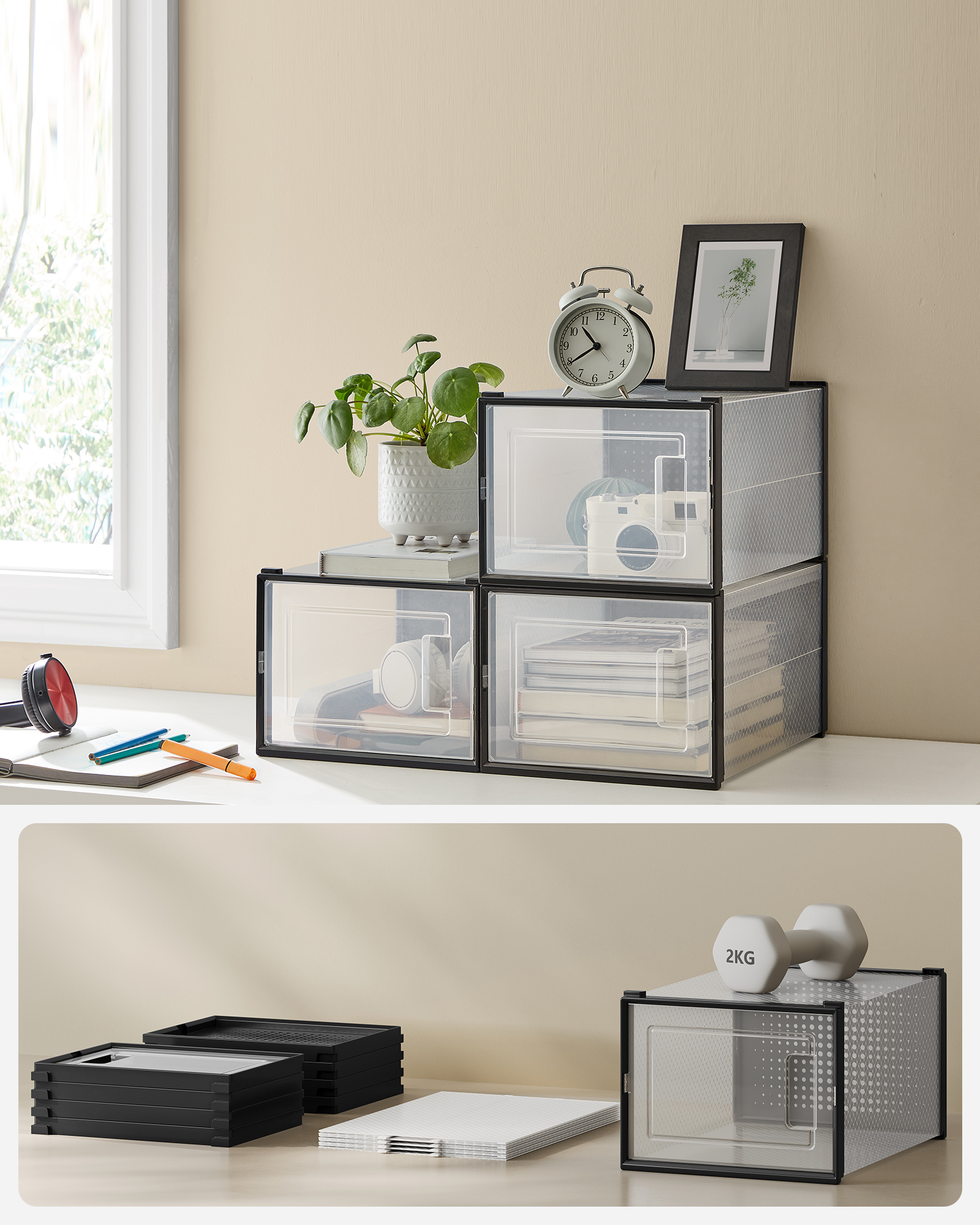 SONGMICS Schuhbox Schuhbox (18 St), faltbar, bis Größe 44 oder 46