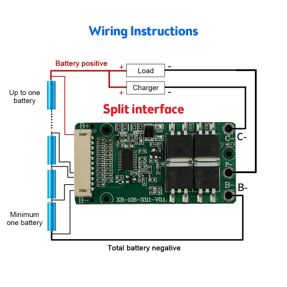BMS 10S 36V 15A Common/SPLIT Port Li-ion Lipolymer 18650 lithium Battery Protection Board Short Circuit Protection
